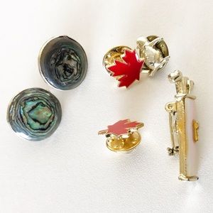 Vintage retro lot of 6 screw on earrings brooch